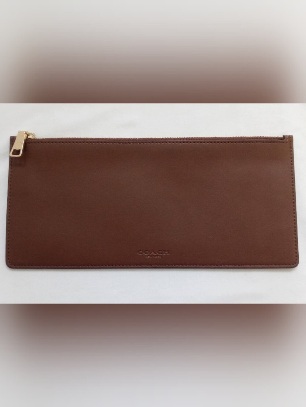 Coach Brown Leather Zip Envelope Pouch Wallet